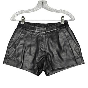 Sass & Bide Leather Shorts Womens Small Black Pleated High Waist Lined Pockets